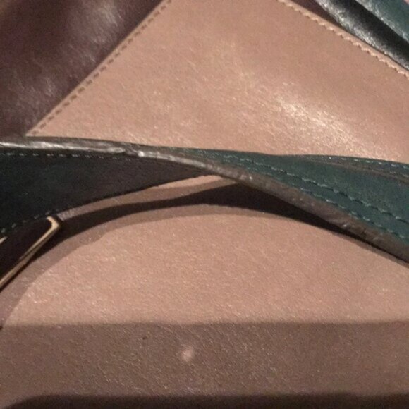 Anya Hindmarch Y2K Color Block Hobo Leather Pockets Shoulder Bag Green Black Tan - Picture 15 of 16